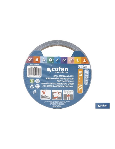 CINTA AMERICANA GRIS 180 MICRAS 50 MM X 10 M