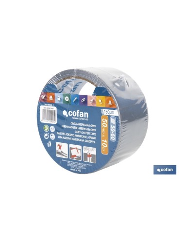 CINTA AMERICANA GRIS 180 MICRAS 50 MM X 10 M