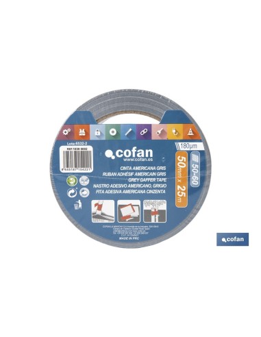 CINTA AMERICANA GRIS 180 MICRAS 50 MM X 25 M