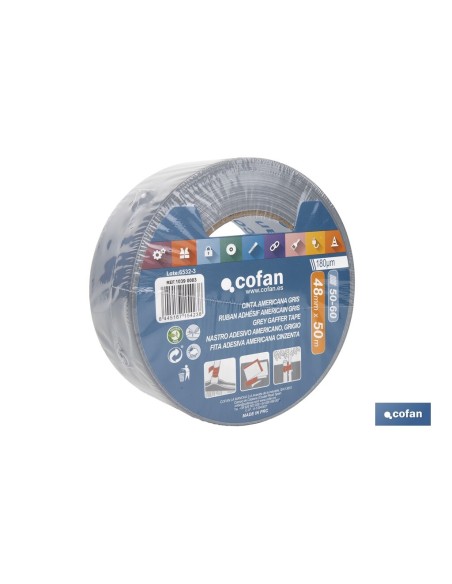 CINTA AMERICANA GRIS 180 MICRAS 48 MM X 50 M