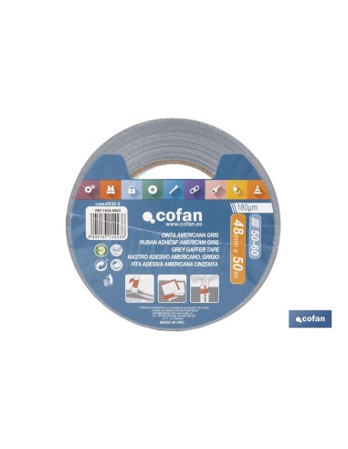 CINTA AMERICANA GRIS 180 MICRAS 48 MM X 50 M