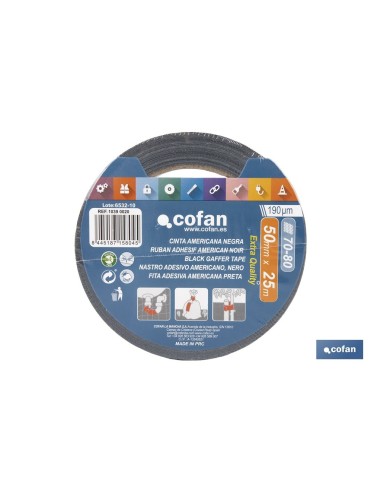 CINTA AMERICANA NEGRA 190 MICRAS 50 MM X 25 M