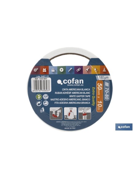 CINTA AMERICANA BLANCA 180 MICRAS 50 MM X 25 M
