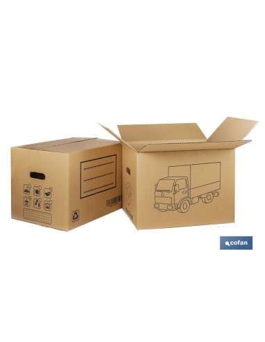 CAJA DE CARTÓN PARA MUDANZA CON ASA TROQUEL 50X35X35 CM Venta unitaria