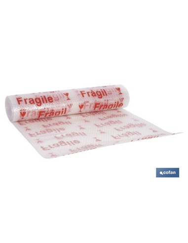 ROLLO DE PLÁSTICO DE BURBUJA FRÁGIL 40 G/M2, 0,6 X 5 M
