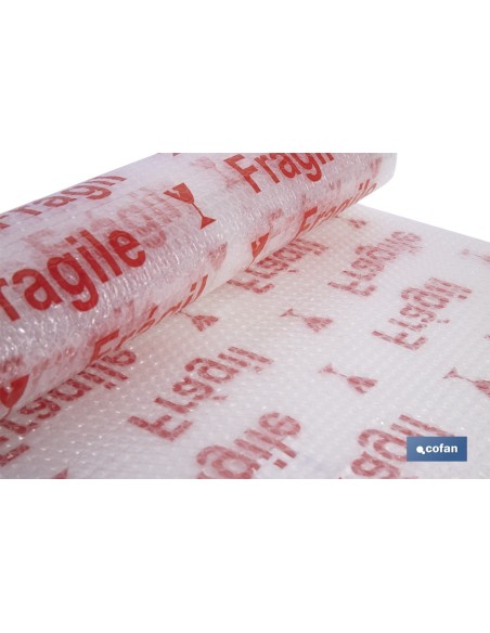 ROLLO DE PLÁSTICO DE BURBUJA FRÁGIL 40 G/M2, 0,6 X 5 M