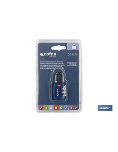 CANDADO COMBINACIÓN EQUIPAJE TSA 3 DÍGITOS 30 MM