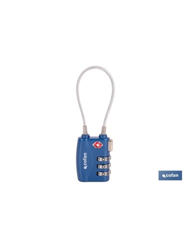 CANDADO COMBINACIÓN EQUIPAJE TSA CABLE 3 DÍGITOS 30 MM