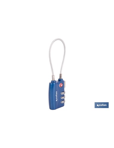 CANDADO COMBINACIÓN EQUIPAJE TSA CABLE 3 DÍGITOS 30 MM