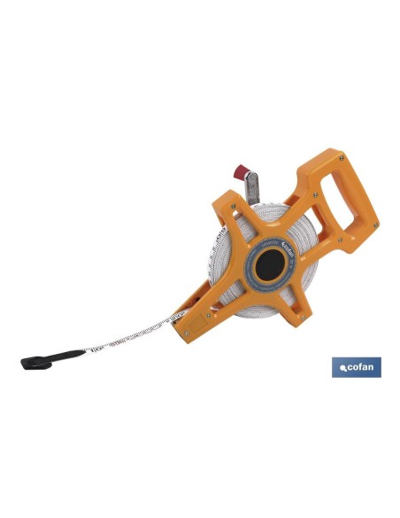 CINTA MÉTRICA FIBRA VIDRIO CON MANGO 50 M