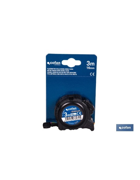 FLEXÓMETRO HOJA NEGRA DOBLE CARA 16 MM X 3 M