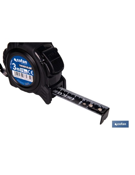 FLEXÓMETRO HOJA NEGRA DOBLE CARA 19 MM X 3 M
