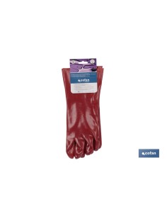 GUANTE PVC ESTANCO ROJO DE 35 Cms. 2
