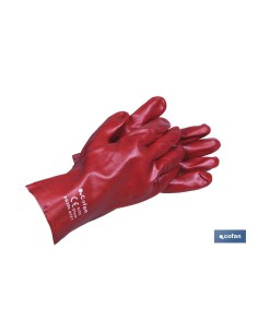 BLÍSTER DE GUANTE DE PVC ROJO 35 CM VENTA UNITARIA