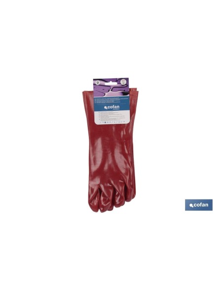 BLÍSTER DE GUANTE DE PVC ROJO 35 CM VENTA UNITARIA