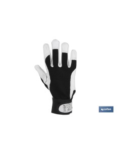 BLÍSTER DE GUANTE DE PIEL VACUNO, DORSO DE TELA Y VELCRO TALLA 8 VENTA UNITARIA 2