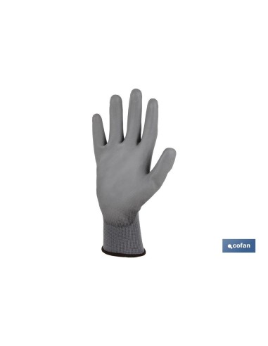 GUANTE 100% POLIEST. IMPREG. PU GRIS T-6