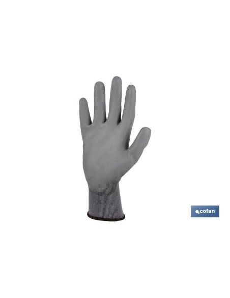 GUANTE 100% POLIEST. IMPREG. PU GRIS T-9