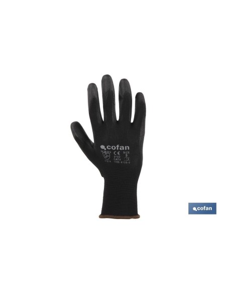 GUANTE 100% POLIEST. IMPREG. PU NEGRO T-11