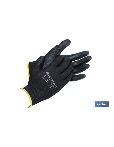 GUANTE 100% POLIEST. IMPREG. PU NEGRO T-9