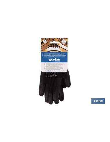 GUANTE 100% POLIEST. IMPREG. PU NEGRO T-9