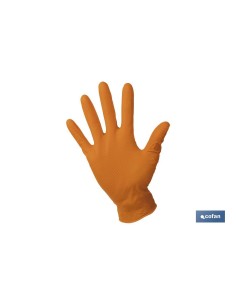CAJA 100 UDS. GUANTES DE NITRILO NARANJA DIAMANTADO 8,5 G TALLA L