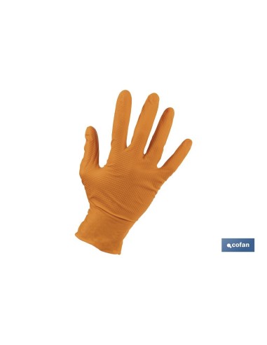 CAJA 100 UDS. GUANTES DE NITRILO NARANJA DIAMANTADO 8,5 G TALLA L