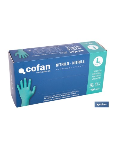 CAJA 100 UDS. GUANTES NITRILO VERDE COFAN PROTECCION FITOSANITARIOS T-L