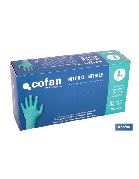 CAJA 100 UDS. GUANTES NITRILO VERDE COFAN PROTECCION FITOSANITARIOS T-L