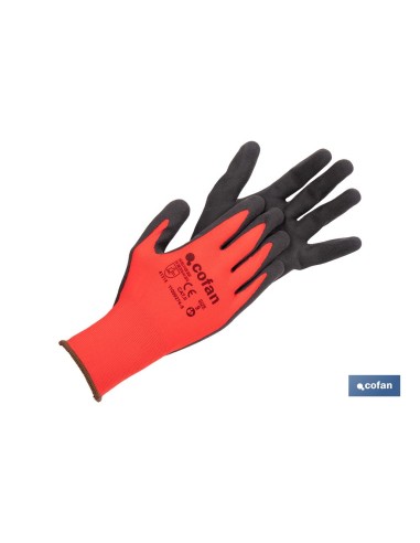 GUANTE IMPREGNADO SANDY COATED ROJO/NEGRO TALLA 7
