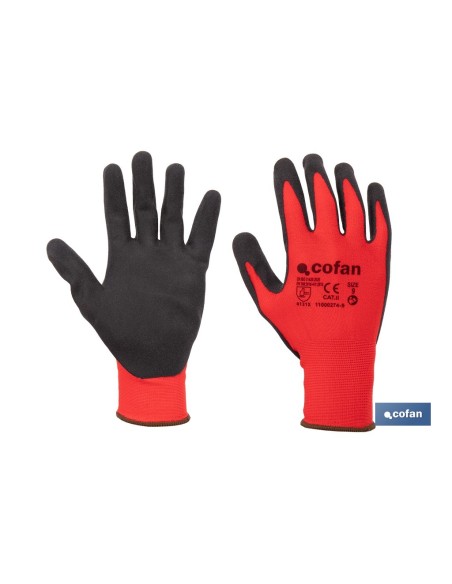 GUANTE IMPREGNADO SANDY COATED ROJO/NEGRO TALLA 7