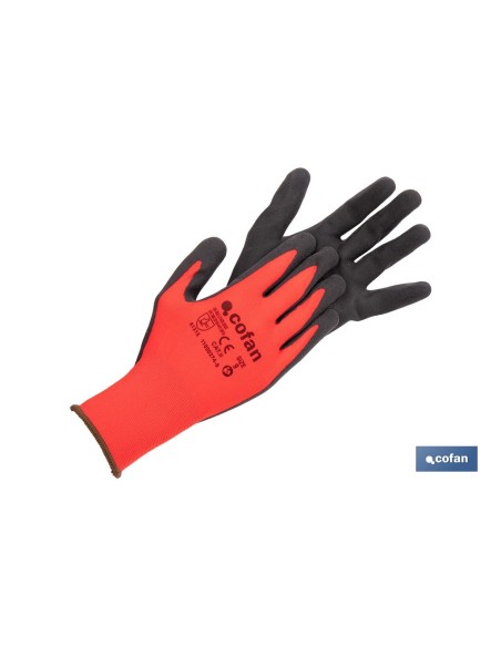 GUANTE IMPREGNADO SANDY COATED ROJO/NEGRO TALLA 8
