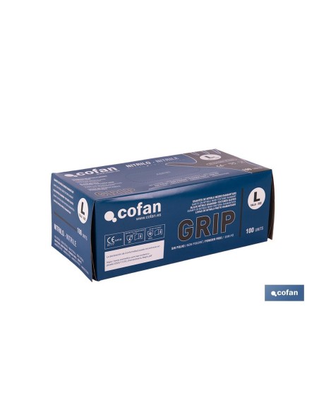 CAJA 100 UDS. GUANTES DE NITRILO NEGRO DIAMANTADO 8,5 G TALLA L