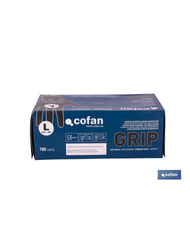 CAJA 100 UDS. GUANTES DE NITRILO NEGRO DIAMANTADO 8,5 G TALLA L