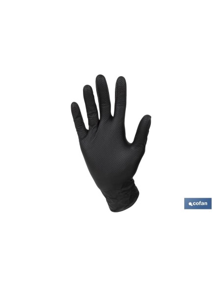 CAJA 100 UDS. GUANTES DE NITRILO NEGRO DIAMANTADO 8,5 G TALLA XL