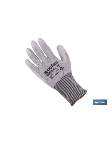 GUANTE ANTICORTE IMPREGNADO PU GRIS T-10