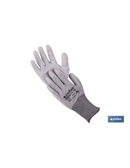 GUANTE ANTICORTE IMPREGNADO PU GRIS T-7
