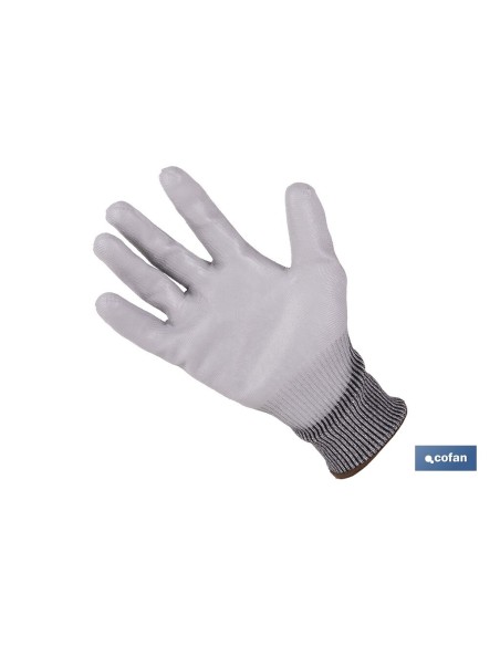 GUANTE ANTICORTE IMPREGNADO PU GRIS T-7