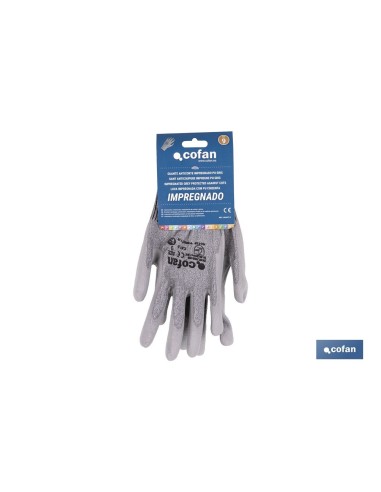 GUANTE ANTICORTE IMPREGNADO PU GRIS T-7