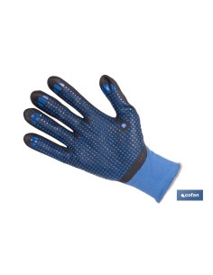 GUANTE IMPREGNADO CON PUNTOS AZULES DE NITRILO TALLA 7 2
