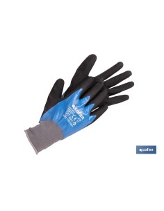 GUANTE IMPREGNADO SANDY DOBLE CAPA DE NITRILO AZUL TALLA 6 VENTA UNITARIA