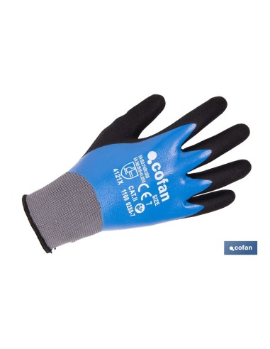 GUANTE IMPREGNADO SANDY DOBLE CAPA DE NITRILO AZUL TALLA 7