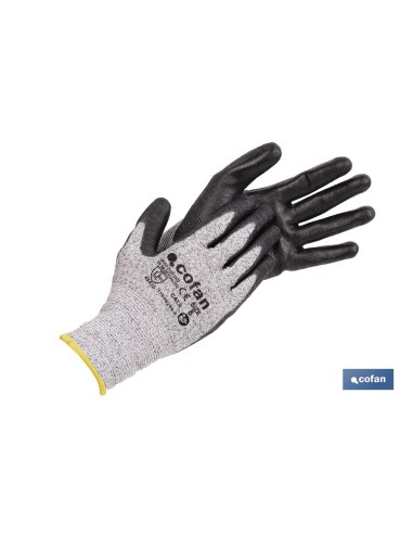 GUANTE ANTICORTE ULTRA LIGERO IMPREGNADO PU NEGRO T-10