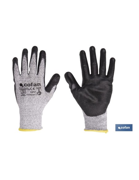 GUANTE ANTICORTE ULTRA LIGERO IMPREGNADO PU NEGRO T-11 VENTA UNITARIA