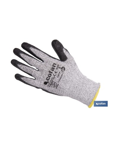 GUANTE ANTICORTE ULTRA LIGERO IMPREGNADO PU NEGRO T-7 VENTA UNITARIA