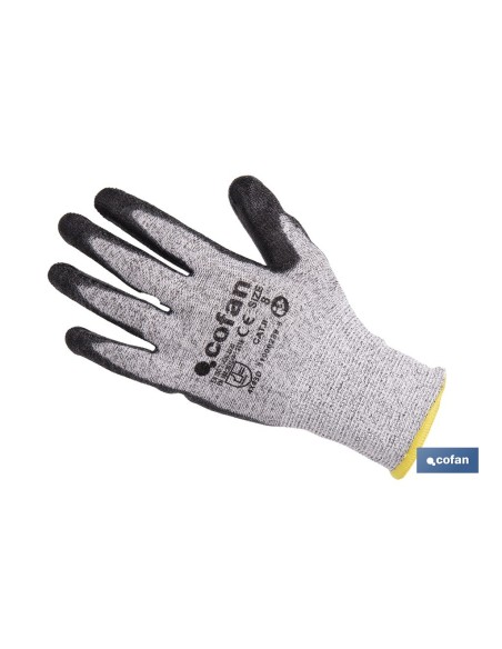 GUANTE ANTICORTE ULTRA LIGERO IMPREGNADO PU NEGRO T-8