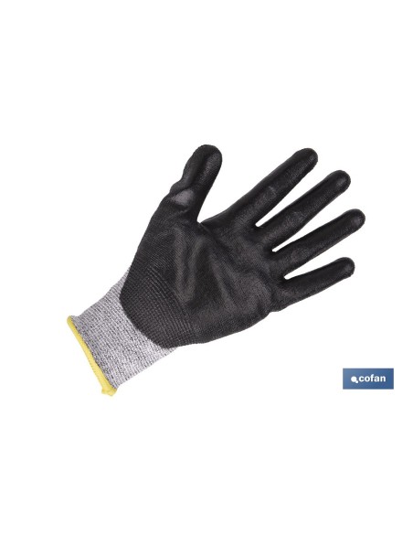 GUANTE ANTICORTE ULTRA LIGERO IMPREGNADO PU NEGRO T-9