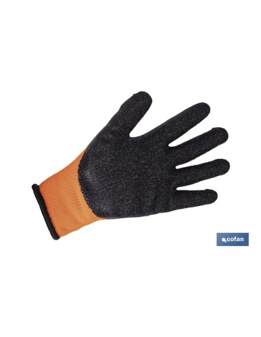 GUANTE NARANJA FLUOR CON REVESTIMIENTO LATEX TERMICO T-7 VENTA UNITARIA