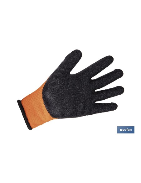GUANTE NARANJA FLUOR CON REVESTIMIENTO LATEX TERMICO T-7 VENTA UNITARIA