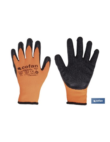 GUANTE NARANJA FLUOR CON REVESTIMIENTO LATEX TERMICO T-7 VENTA UNITARIA